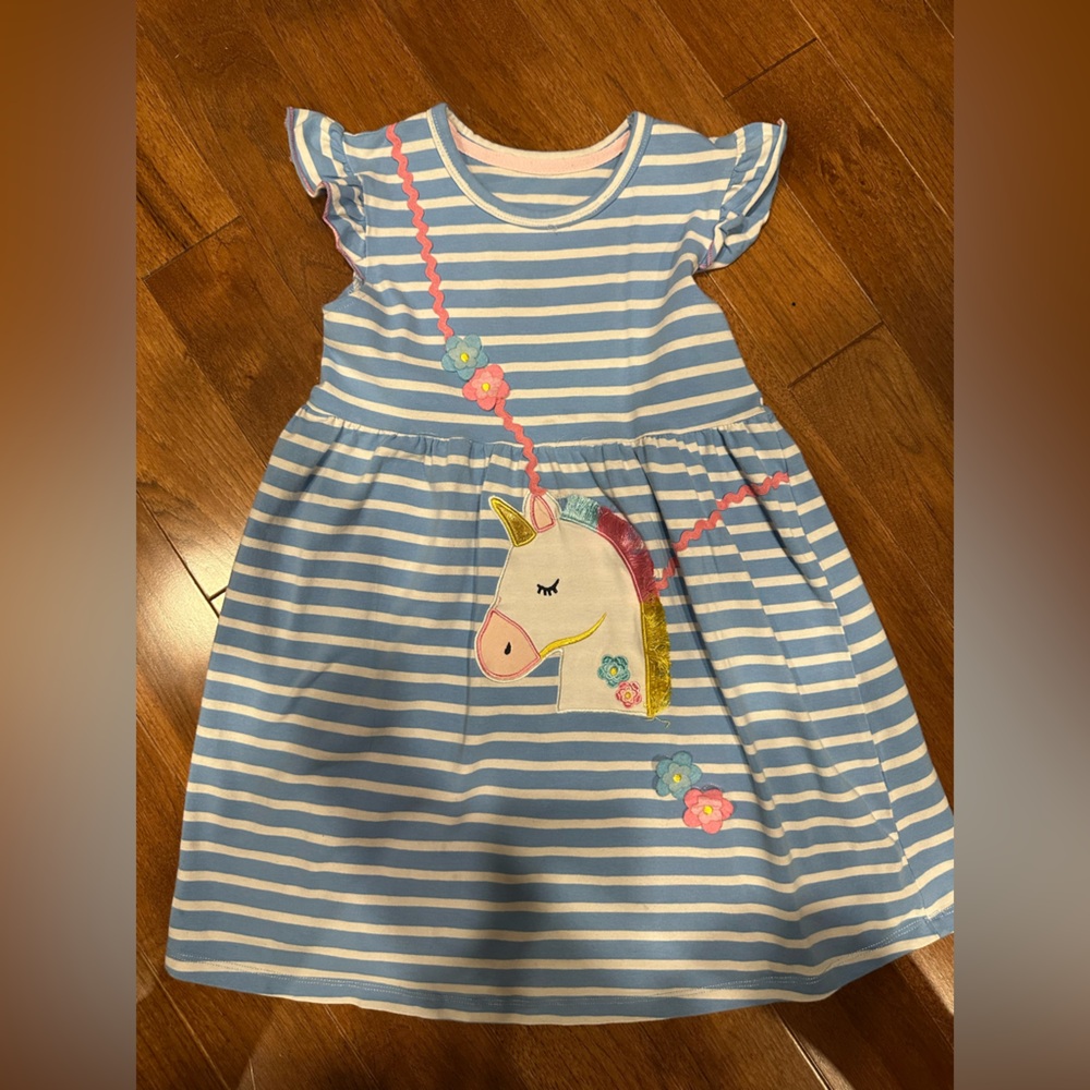 Adorable Striped Unicorn Dress for Kids